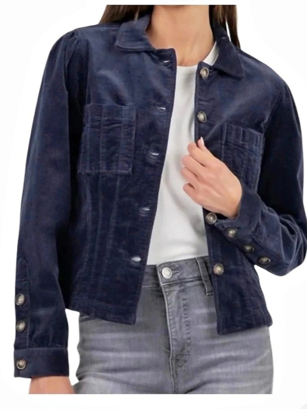 KUT from the Kloth Kyra Women's Corduroy Jacket in Blue Size XS Like New